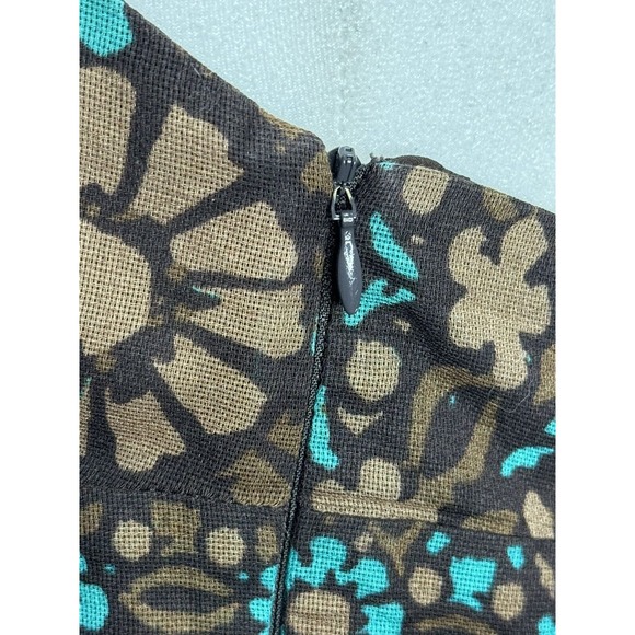 Trina Turk Halter Top Size 8 Cotton Side Zip Brown Teal Floral - Picture 4 of 10